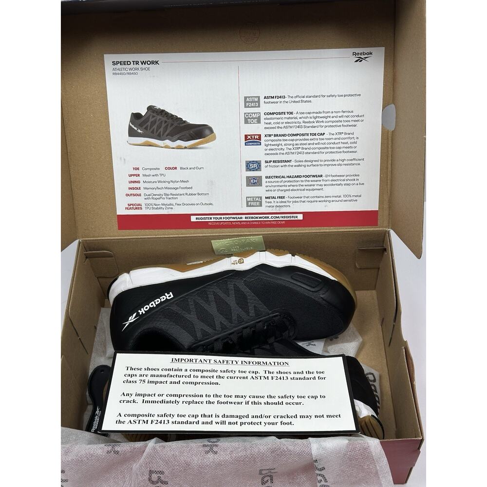 Reebok Womens Speed TR B/W Work & Safety Shoes Size 6 Wide ASTM F2413 M/I/C EH - Picture 11 of 11